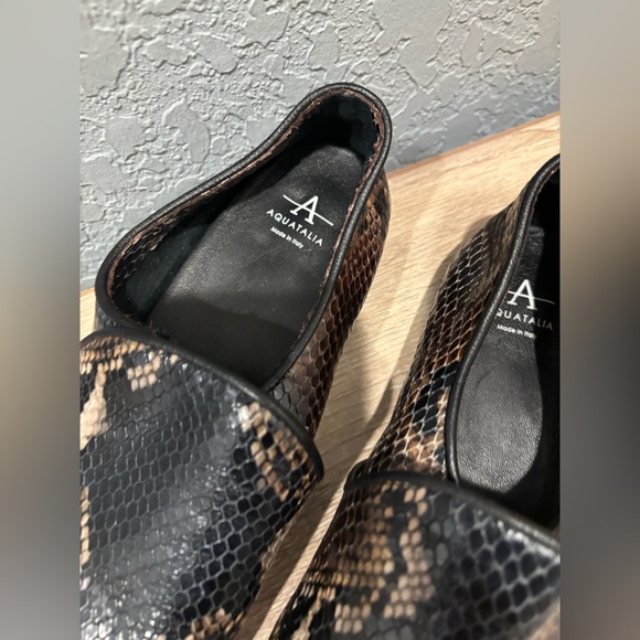 Aquatalia “Revy” Soft Nappa Flats Snakeskin Print Leather Italian Loafer Sz 8 - Picture 3 of 7